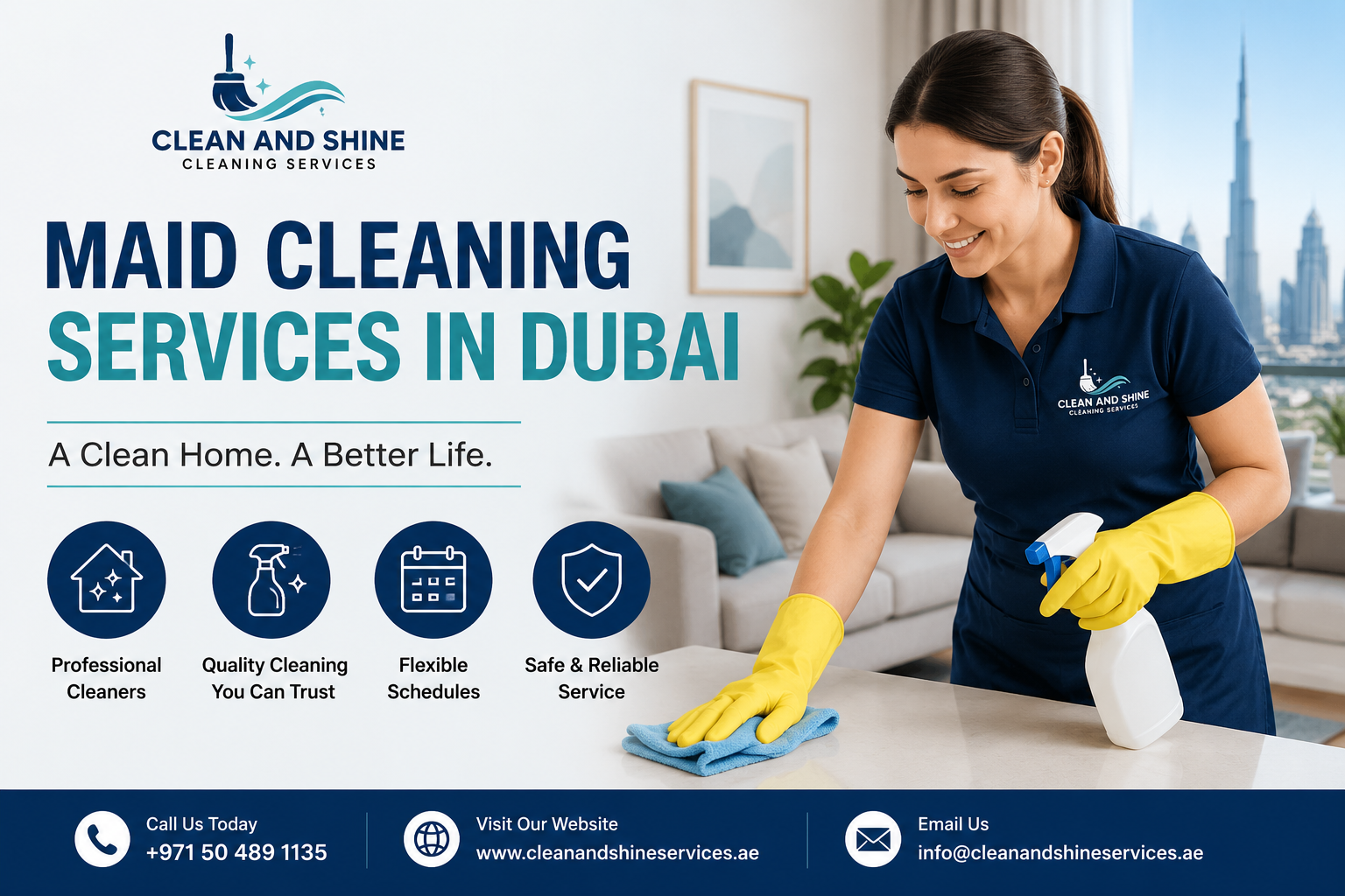Maid cleaning services in Dubai by Clean and Shine Cleaning Services